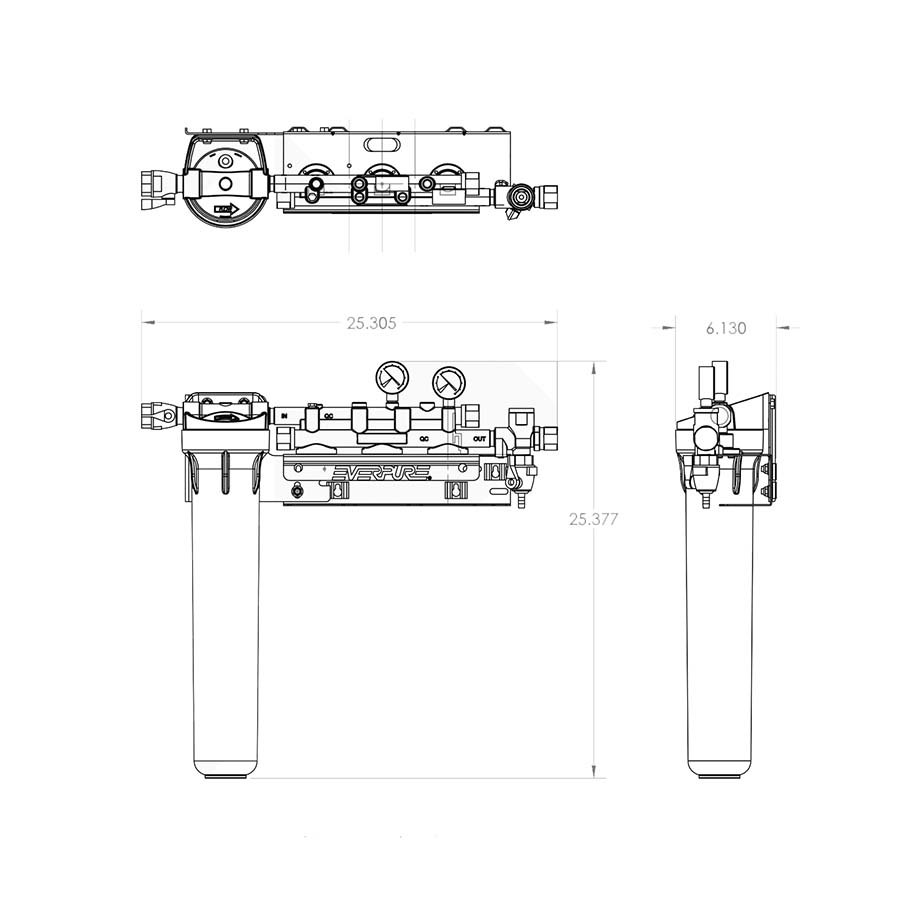Everpure Coldrink 3 Filter Manifold with 20" Pre-filter - Black Rabbit Service Co.